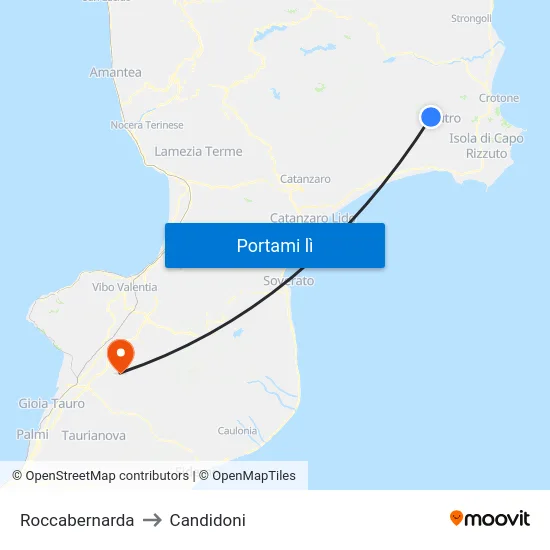 Roccabernarda to Candidoni map