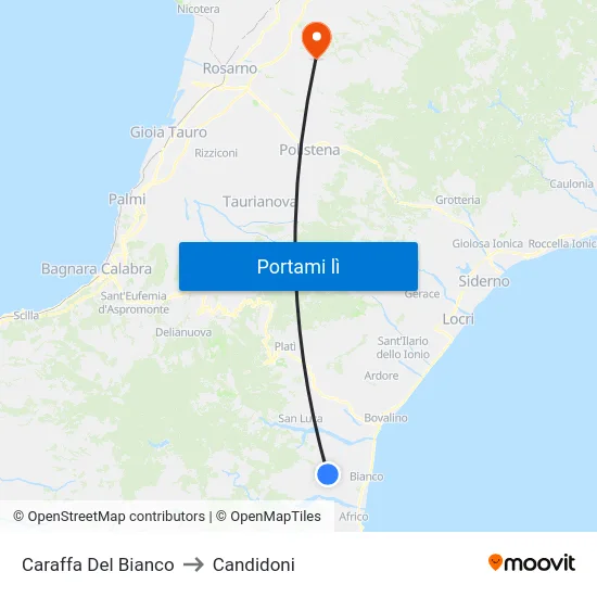 Caraffa Del Bianco to Candidoni map