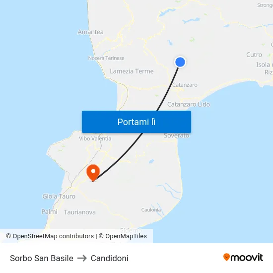 Sorbo San Basile to Candidoni map