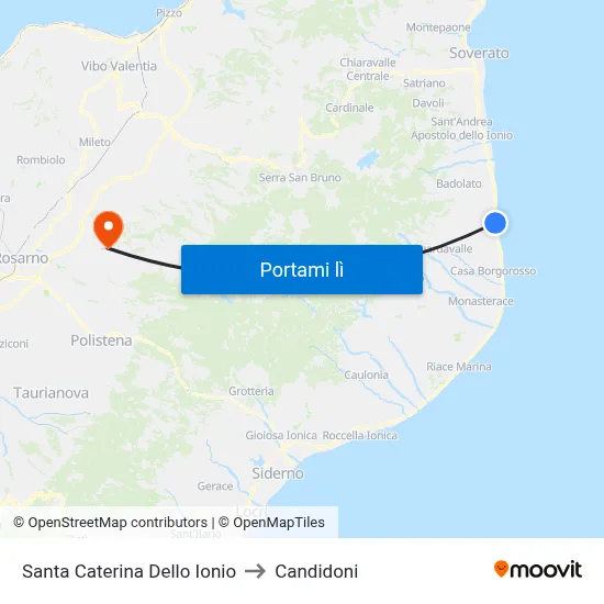 Santa Caterina Dello Ionio to Candidoni map