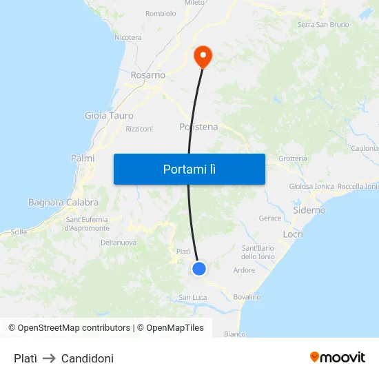 Platì to Candidoni map