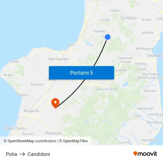 Polia to Candidoni map