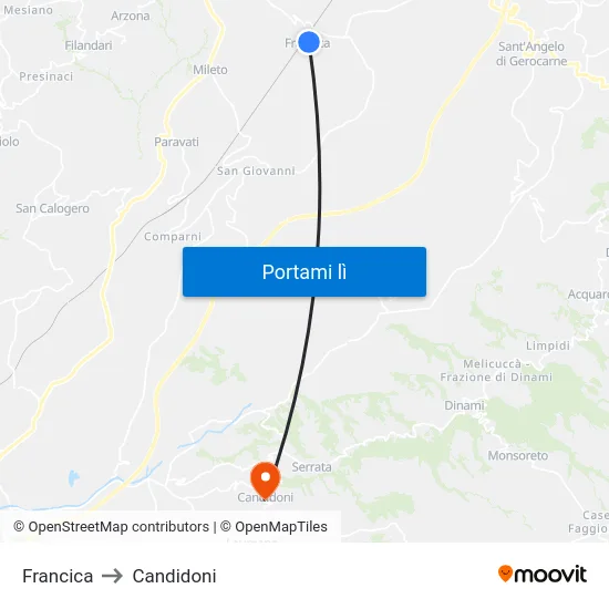Francica to Candidoni map