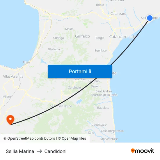 Sellia Marina to Candidoni map