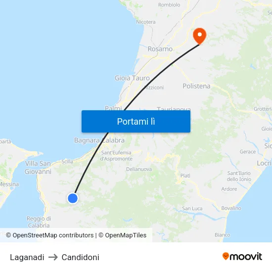 Laganadi to Candidoni map