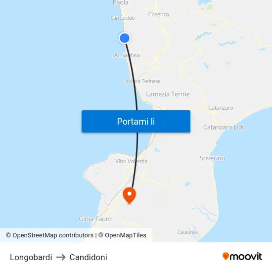 Longobardi to Candidoni map