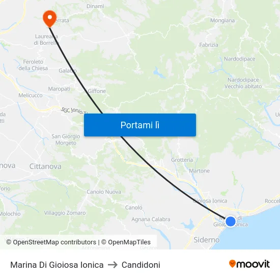 Marina Di Gioiosa Ionica to Candidoni map