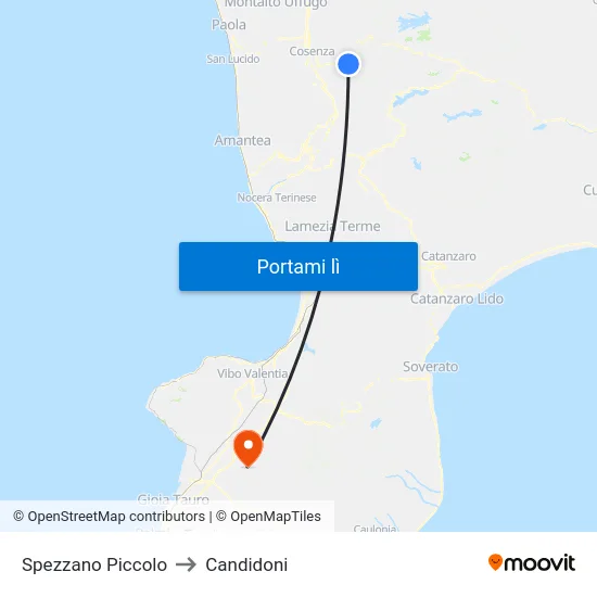 Spezzano Piccolo to Candidoni map