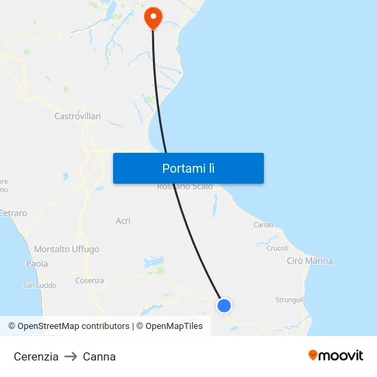 Cerenzia to Canna map