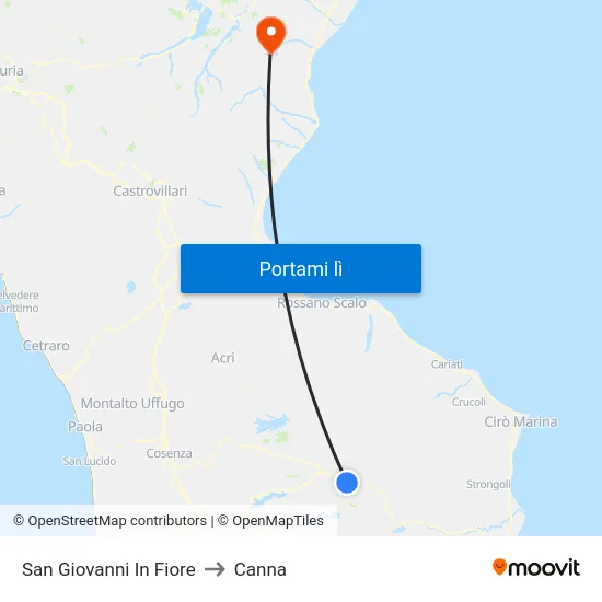 San Giovanni In Fiore to Canna map