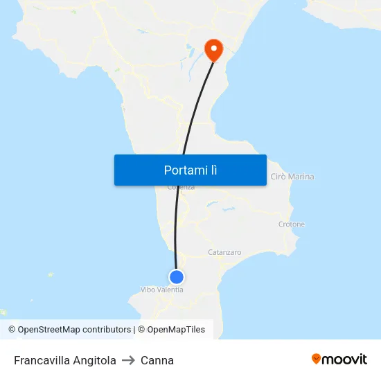 Francavilla Angitola to Canna map
