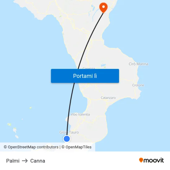 Palmi to Canna map