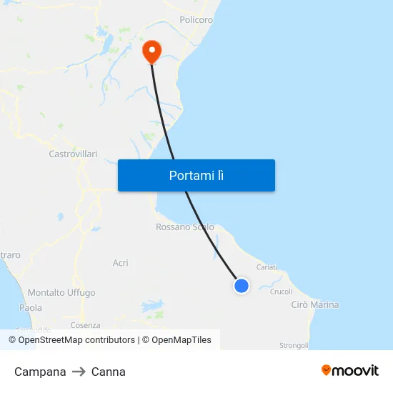 Campana to Canna map