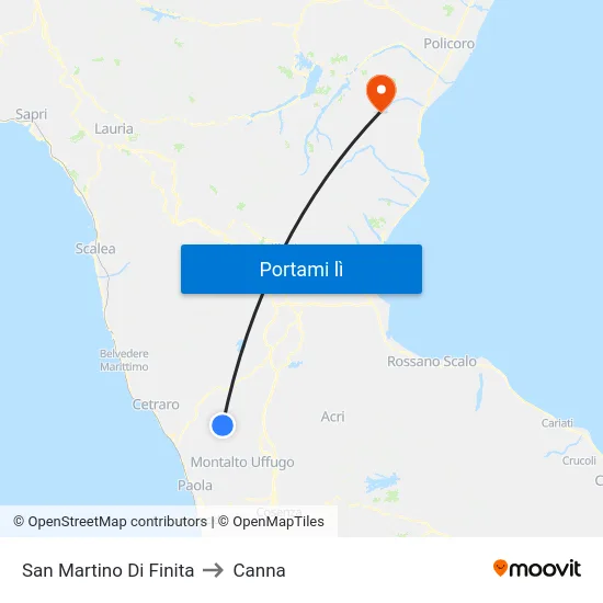 San Martino Di Finita to Canna map