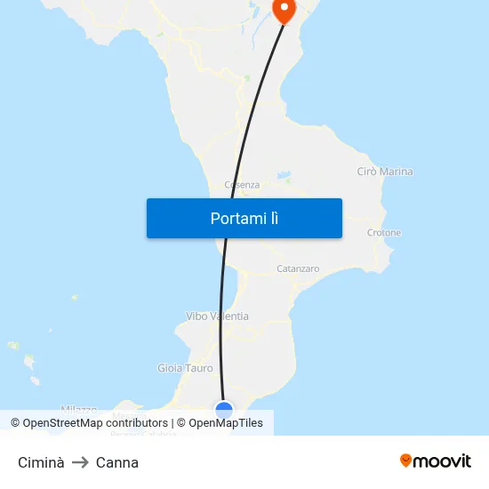 Ciminà to Canna map