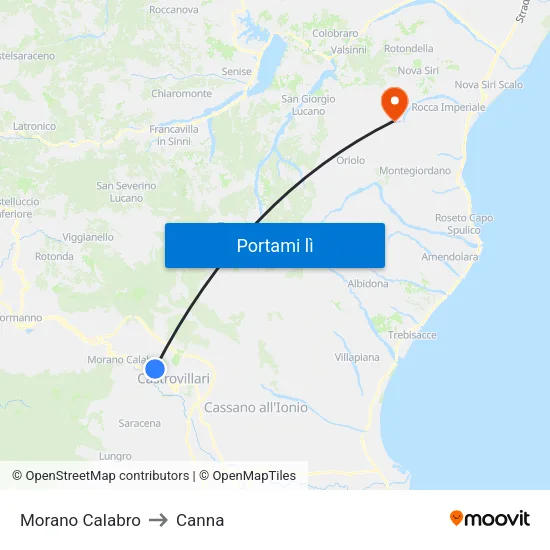 Morano Calabro to Canna map