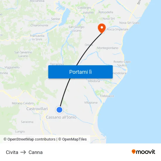 Civita to Canna map