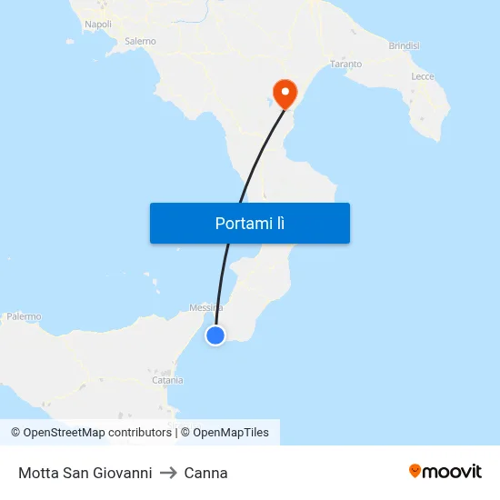 Motta San Giovanni to Canna map