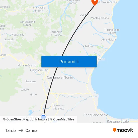 Tarsia to Canna map