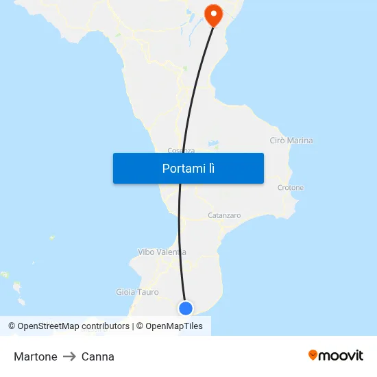 Martone to Canna map