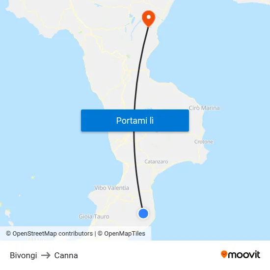 Bivongi to Canna map