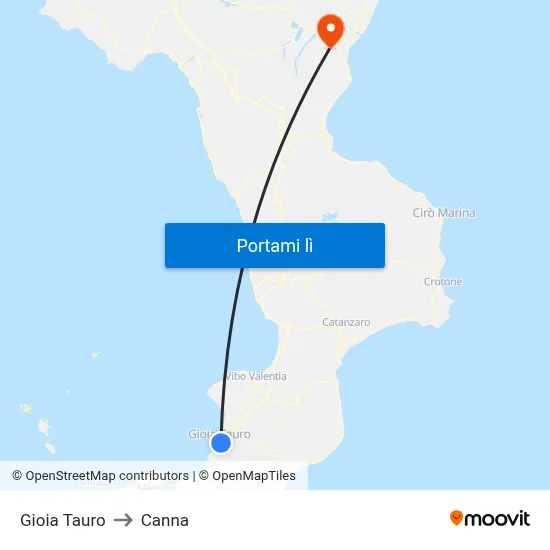 Gioia Tauro to Canna map