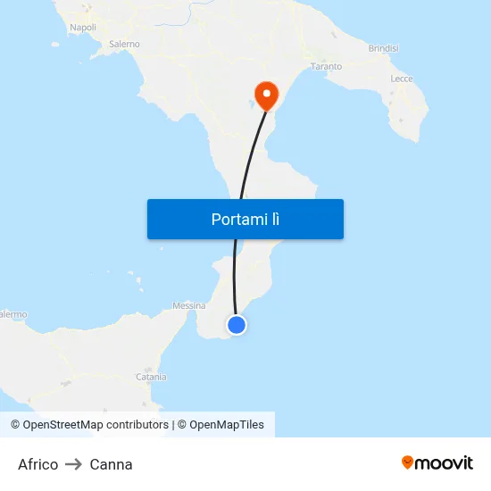 Africo to Canna map