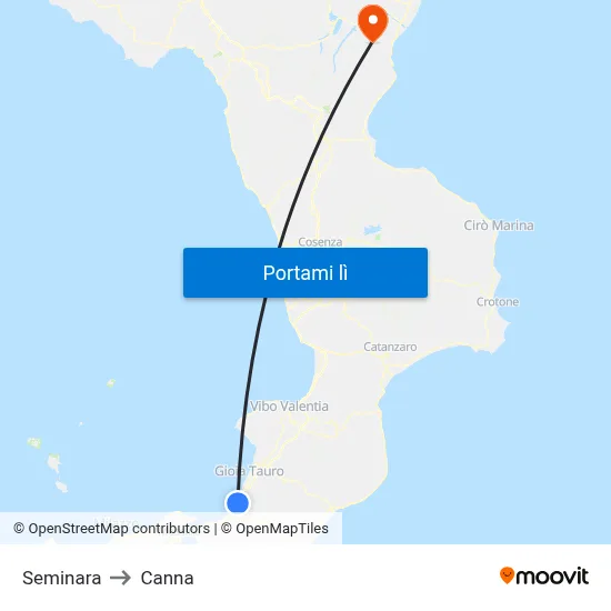 Seminara to Canna map