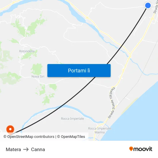 Matera to Canna map