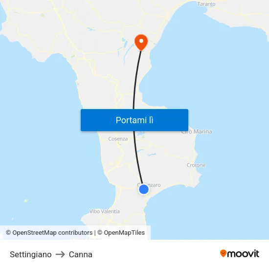 Settingiano to Canna map