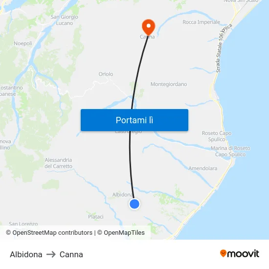 Albidona to Canna map