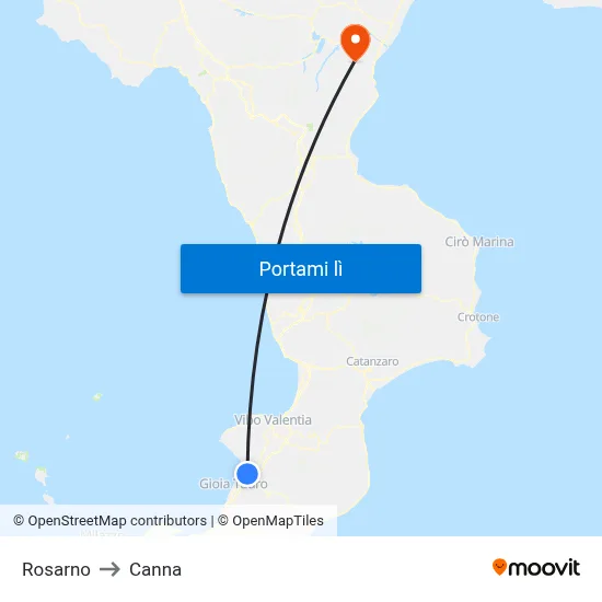 Rosarno to Canna map