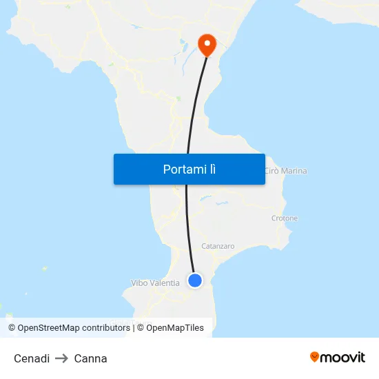 Cenadi to Canna map