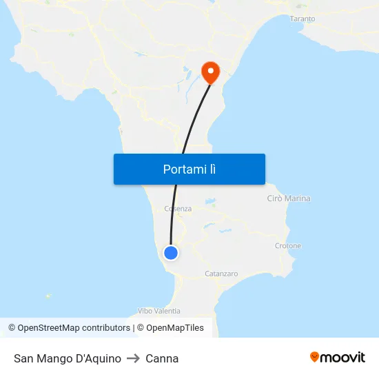 San Mango D'Aquino to Canna map