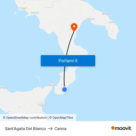 Sant'Agata Del Bianco to Canna map