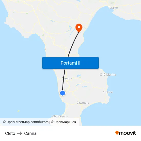 Cleto to Canna map