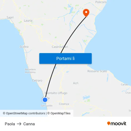 Paola to Canna map