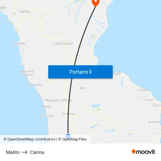 Malito to Canna map