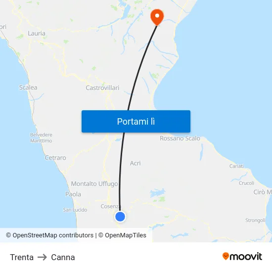 Trenta to Canna map