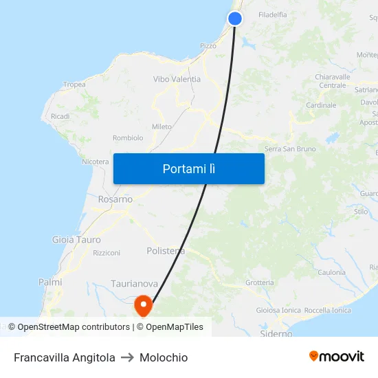 Francavilla Angitola to Molochio map