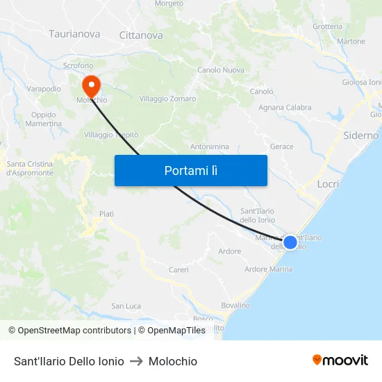 Sant'Ilario Dello Ionio to Molochio map