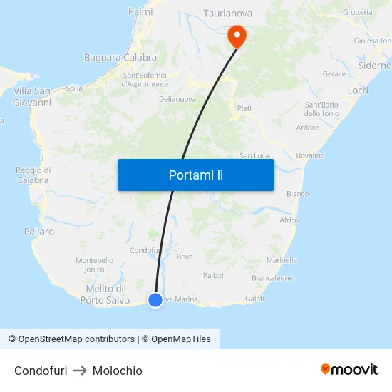 Condofuri to Molochio map