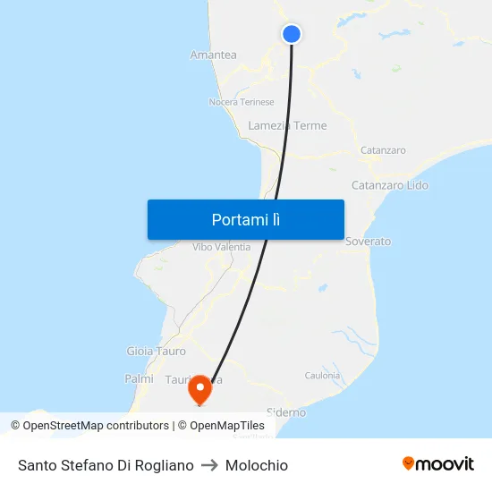 Santo Stefano Di Rogliano to Molochio map