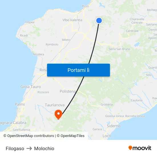 Filogaso to Molochio map