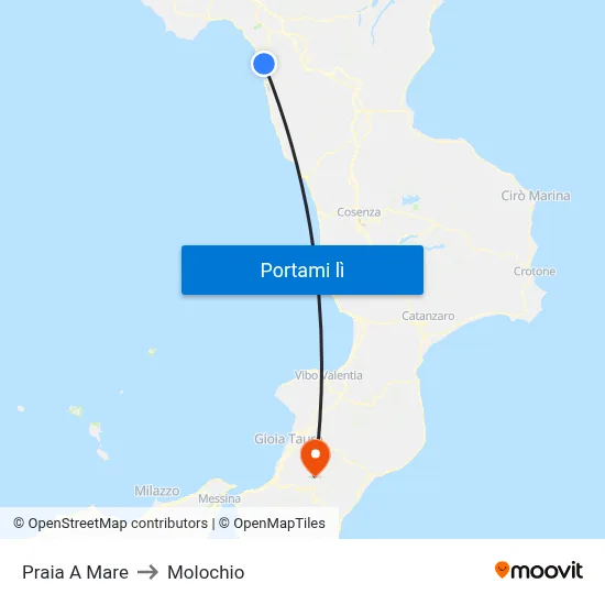 Praia A Mare to Molochio map