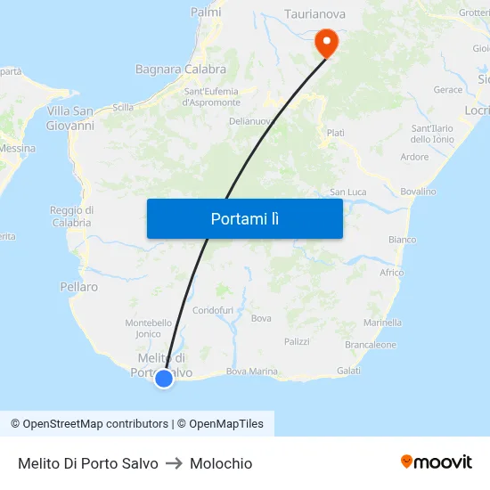 Melito Di Porto Salvo to Molochio map