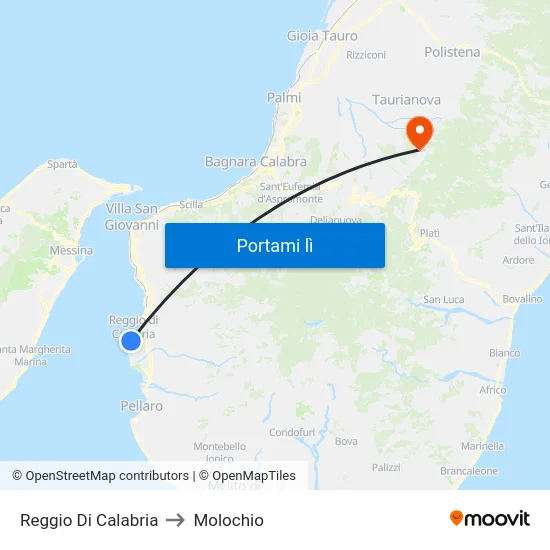 Reggio Di Calabria to Molochio map