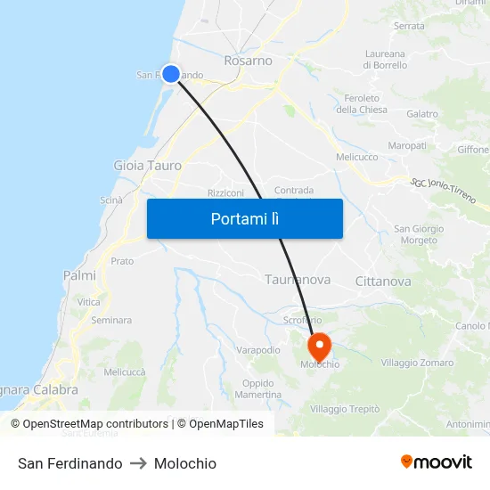 San Ferdinando to Molochio map