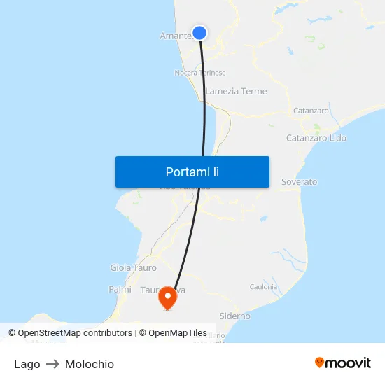 Lago to Molochio map