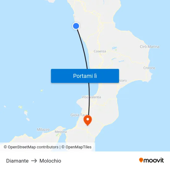 Diamante to Molochio map